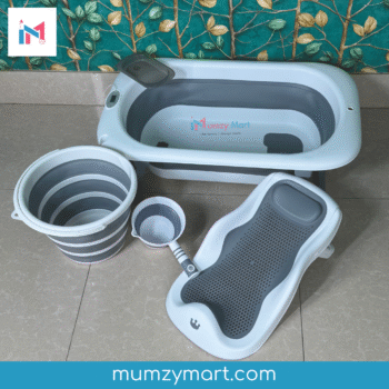 Foldable Baby Bathtub Set with Accessories - Ash