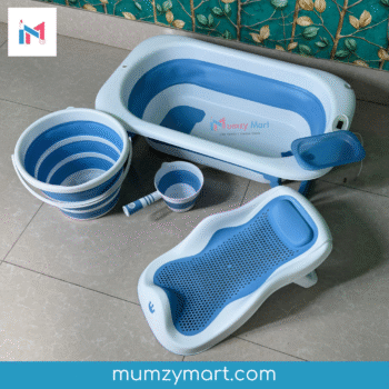Foldable Baby Bathtub Set with Accessories - Blue