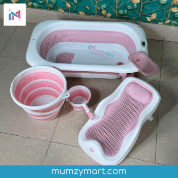 Foldable Baby Bathtub Set with Accessories - Pink
